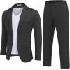 imageCOOFANDY Mens Suits 2 Piece Slim Fit Suit Set 2 Button Lightweight Casual Knit Blazer Suit Jacket PantsDrak Grey