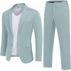 imageCOOFANDY Mens Suits 2 Piece Slim Fit Suit Set 2 Button Lightweight Casual Knit Blazer Suit Jacket PantsLight Blue