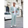 imageCOOFANDY Mens Suits 2 Piece Slim Fit Suit Set 2 Button Lightweight Casual Knit Blazer Suit Jacket PantsLight Blue