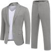 imageCOOFANDY Mens Suits 2 Piece Slim Fit Suit Set 2 Button Lightweight Casual Knit Blazer Suit Jacket PantsLight Grey