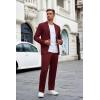 imageCOOFANDY Mens Suits 2 Piece Slim Fit Suit Set 2 Button Lightweight Casual Knit Blazer Suit Jacket PantsWine Red