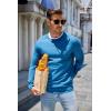 imageCOOFANDY Mens Sweater Crewneck Pullover Long Sleeve Lightweight Sweater Plain Knit Silm FitDark Blue