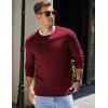 imageCOOFANDY Mens Sweater Crewneck Pullover Long Sleeve Lightweight Sweater Plain Knit Silm FitDark Red