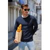 imageCOOFANDY Mens Sweater Crewneck Pullover Long Sleeve Lightweight Sweater Plain Knit Silm FitNavy Blue