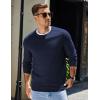 imageCOOFANDY Mens Sweater Crewneck Pullover Long Sleeve Lightweight Sweater Plain Knit Silm FitNavy Blue