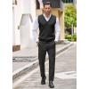 imageCOOFANDY Mens Sweater Vest V Neck Casual Sleeveless Knitted Button Cardigan VestBlack