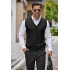 imageCOOFANDY Mens Sweater Vest V Neck Casual Sleeveless Knitted Button Cardigan VestBlack