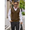 imageCOOFANDY Mens Sweater Vest V Neck Casual Sleeveless Knitted Button Cardigan VestBrown