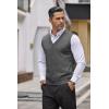 imageCOOFANDY Mens Sweater Vest V Neck Casual Sleeveless Knitted Button Cardigan VestDark Grey