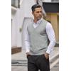 imageCOOFANDY Mens Sweater Vest V Neck Casual Sleeveless Knitted Button Cardigan VestGrey