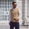 imageCOOFANDY Mens Sweater Vest V Neck Casual Sleeveless Knitted Button Cardigan VestKhaki