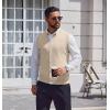 imageCOOFANDY Mens Sweater Vest V Neck Casual Sleeveless Knitted Button Cardigan VestLight Khaki