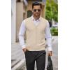 imageCOOFANDY Mens Sweater Vest V Neck Casual Sleeveless Knitted Button Cardigan VestLight Khaki