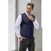 imageCOOFANDY Mens Sweater Vest V Neck Casual Sleeveless Knitted Button Cardigan VestNavy Blue