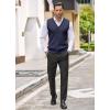 imageCOOFANDY Mens Sweater Vest V Neck Casual Sleeveless Knitted Button Cardigan VestNavy Blue