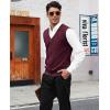 imageCOOFANDY Mens Sweater Vest V Neck Casual Sleeveless Knitted Button Cardigan VestWine Red