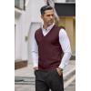 imageCOOFANDY Mens Sweater Vest V Neck Casual Sleeveless Knitted Button Cardigan VestWine Red