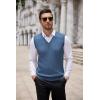 imageCOOFANDY Mens Sweater Vest V Neck Slim Fit Cable Knitted Sleeveless Pullover SweaterBlue