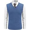 imageCOOFANDY Mens Sweater Vest V Neck Slim Fit Cable Knitted Sleeveless Pullover SweaterBlue