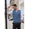 imageCOOFANDY Mens Sweater Vest V Neck Slim Fit Cable Knitted Sleeveless Pullover SweaterBlue