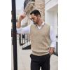 imageCOOFANDY Mens Sweater Vest V Neck Slim Fit Cable Knitted Sleeveless Pullover SweaterBrown