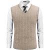 imageCOOFANDY Mens Sweater Vest V Neck Slim Fit Cable Knitted Sleeveless Pullover SweaterBrown