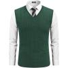 imageCOOFANDY Mens Sweater Vest V Neck Slim Fit Cable Knitted Sleeveless Pullover SweaterGreen
