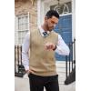 imageCOOFANDY Mens Sweater Vest V Neck Slim Fit Cable Knitted Sleeveless Pullover SweaterKhaki
