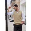 imageCOOFANDY Mens Sweater Vest V Neck Slim Fit Cable Knitted Sleeveless Pullover SweaterKhaki