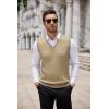 imageCOOFANDY Mens Sweater Vest V Neck Slim Fit Cable Knitted Sleeveless Pullover SweaterKhaki