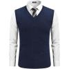 imageCOOFANDY Mens Sweater Vest V Neck Slim Fit Cable Knitted Sleeveless Pullover SweaterNavy Blue