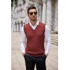 imageCOOFANDY Mens Sweater Vest V Neck Slim Fit Cable Knitted Sleeveless Pullover SweaterWine Red