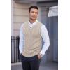 imageCOOFANDY Mens Sweater Vest V Neck Slim Fit Casual Sleeveless Twisted Knitted Pullover SweaterBeigeWhite Twotone Colors