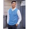 imageCOOFANDY Mens Sweater Vest V Neck Slim Fit Casual Sleeveless Twisted Knitted Pullover SweaterBlue