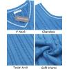 imageCOOFANDY Mens Sweater Vest V Neck Slim Fit Casual Sleeveless Twisted Knitted Pullover SweaterBlue
