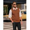 imageCOOFANDY Mens Sweater Vest V Neck Slim Fit Casual Sleeveless Twisted Knitted Pullover SweaterBrown