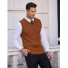 imageCOOFANDY Mens Sweater Vest V Neck Slim Fit Casual Sleeveless Twisted Knitted Pullover SweaterBrown