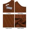 imageCOOFANDY Mens Sweater Vest V Neck Slim Fit Casual Sleeveless Twisted Knitted Pullover SweaterBrown