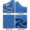 imageCOOFANDY Mens Sweater Vest V Neck Slim Fit Casual Sleeveless Twisted Knitted Pullover SweaterDenim Blue