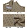 imageCOOFANDY Mens Sweater Vest V Neck Slim Fit Casual Sleeveless Twisted Knitted Pullover SweaterKhaki
