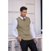 imageCOOFANDY Mens Sweater Vest V Neck Slim Fit Casual Sleeveless Twisted Knitted Pullover SweaterKhaki