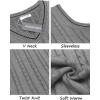 imageCOOFANDY Mens Sweater Vest V Neck Slim Fit Casual Sleeveless Twisted Knitted Pullover SweaterLight Grey