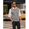 imageCOOFANDY Mens Sweater Vest V Neck Slim Fit Casual Sleeveless Twisted Knitted Pullover SweaterLight Grey