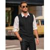 imageCOOFANDY Mens Sweater Vest V Neck Slim Fit Casual Sleeveless Twisted Knitted Pullover SweaterSolid Black