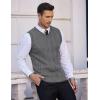 imageCOOFANDY Mens Sweater Vest V Neck Slim Fit Casual Sleeveless Twisted Knitted Pullover SweaterSolid Dark Grey