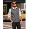 imageCOOFANDY Mens Sweater Vest V Neck Slim Fit Casual Sleeveless Twisted Knitted Pullover SweaterSolid Dark Grey