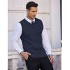 imageCOOFANDY Mens Sweater Vest V Neck Slim Fit Casual Sleeveless Twisted Knitted Pullover SweaterSolid Navy Blue
