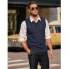 imageCOOFANDY Mens Sweater Vest V Neck Slim Fit Casual Sleeveless Twisted Knitted Pullover SweaterSolid Navy Blue