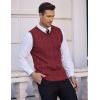 imageCOOFANDY Mens Sweater Vest V Neck Slim Fit Casual Sleeveless Twisted Knitted Pullover SweaterWine Red