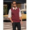 imageCOOFANDY Mens Sweater Vest V Neck Slim Fit Casual Sleeveless Twisted Knitted Pullover SweaterWine Red